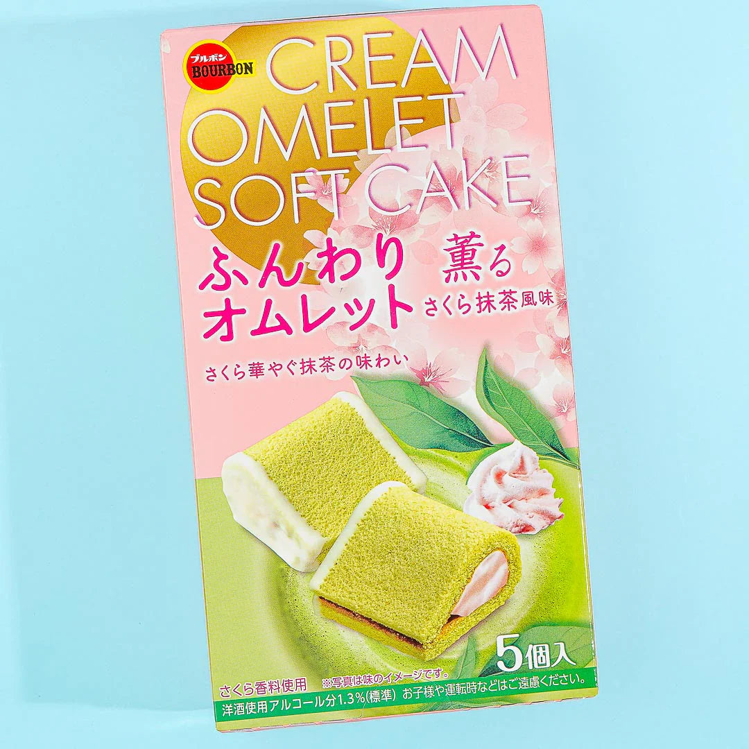 Bourbon Omel Soft Cake Matcha Cake with Sakura Flavor Cream(142g)