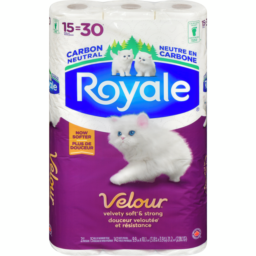 Royale Velour Toilet Paper 15DR=30R 2Ply 142S (15Rolls)