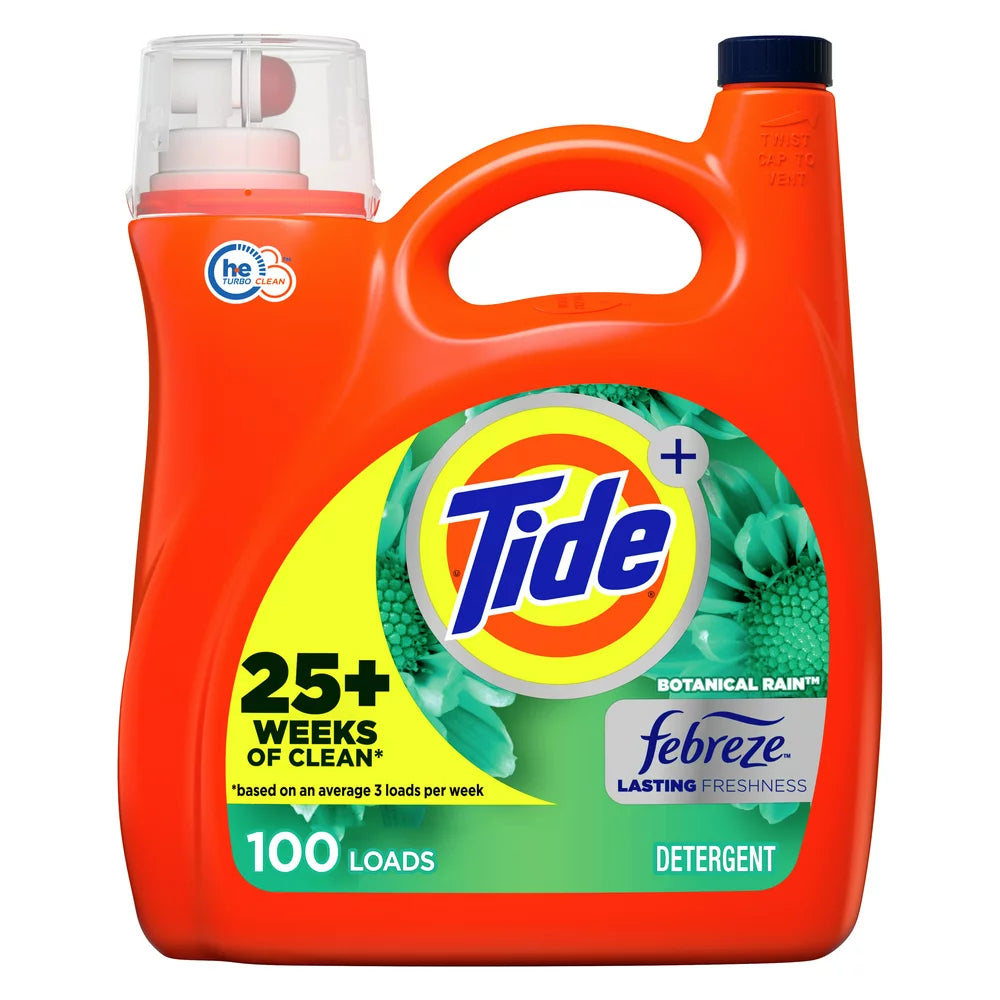 Tide Liquid Laundry Detergent High Efficiency Febreze Botanical Rain 100 Ld (4.55L)