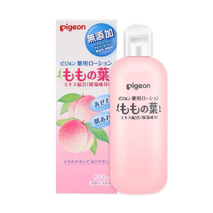 Lotion corporelle liquide pour bébé à l'eau de pêche de pigeon japonaise hydratante anti-chaleur piquante 200 ml