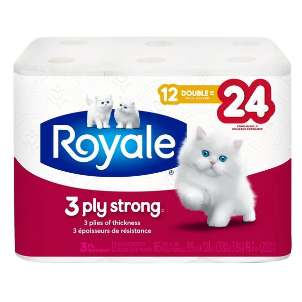 Royale Toilet Paper 12DR=24R 3Ply Strong 165S (12Rolls)