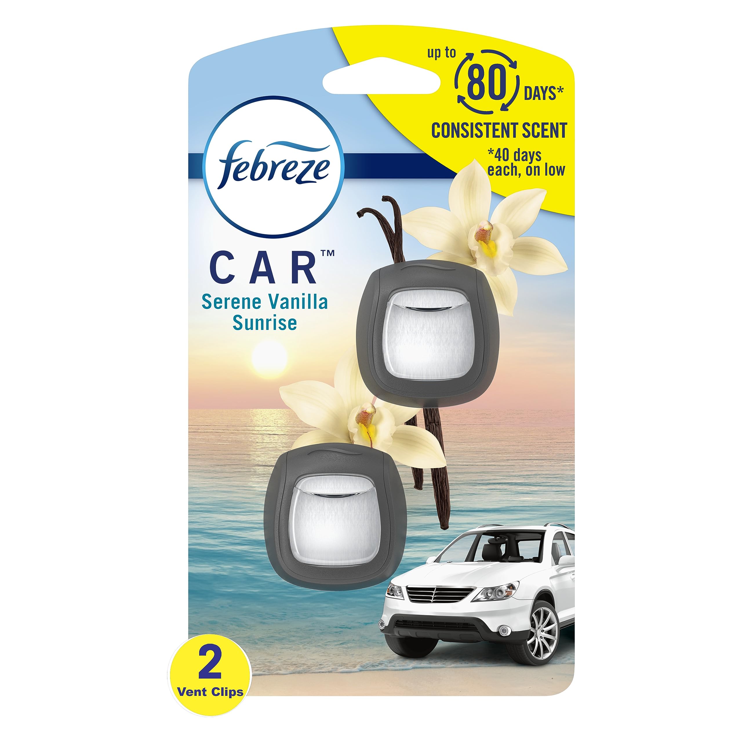 Febreze Car Air Freshner Vent Clip Serene Vanilla Sunrise (4ml)