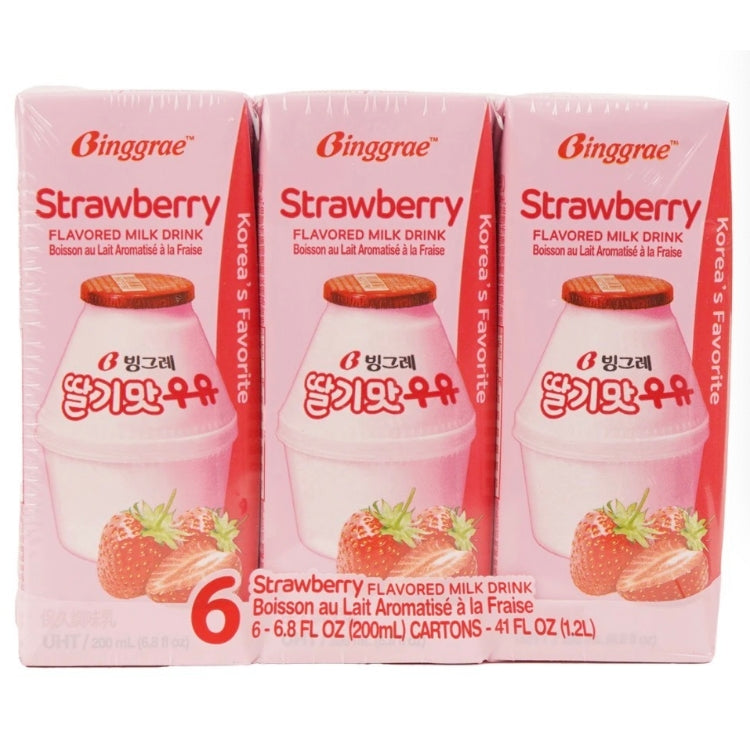 Binggrae strawberry flavored milk 6*200ml