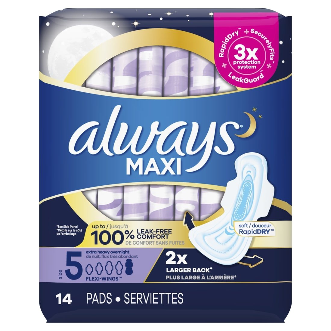 Always Maxi X - Heavy Size 5 Overnight Unscented (14') - Brandco Direct Inc