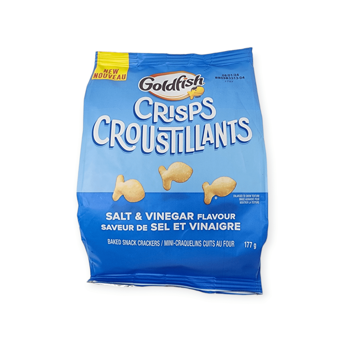 Goldfish Crisps Crackers cuits au four au goût de sel et de vinaigre (177 g) ; T6 x H5