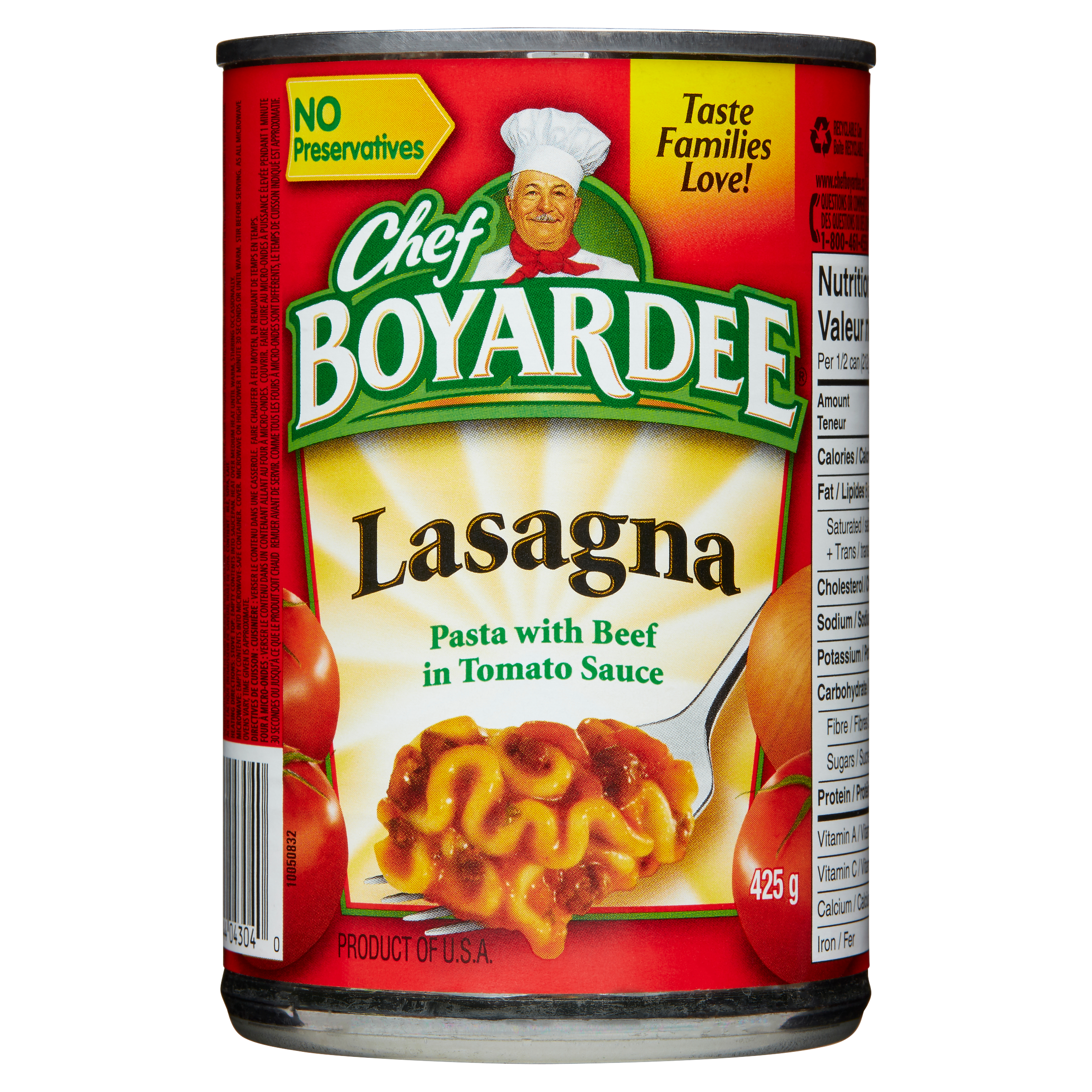 Chef Boyardee Lasagna Canned Pasta (425g)