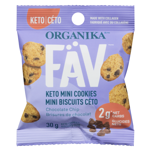 Mini biscuits au chocolat Fav Keto d'Organika (12 sachets)