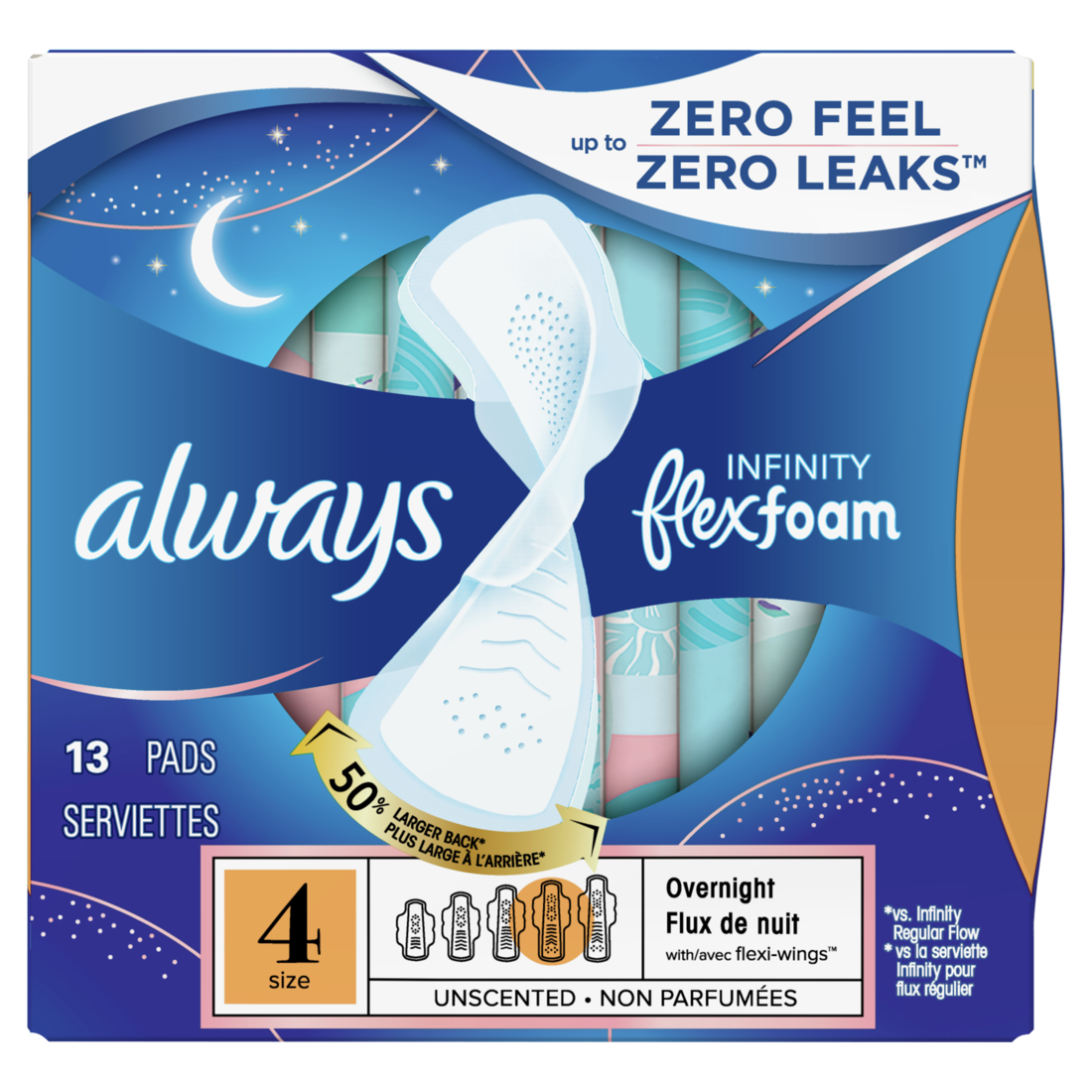 Always Infinity FlexFoam Size 4 Unscented (13ct)