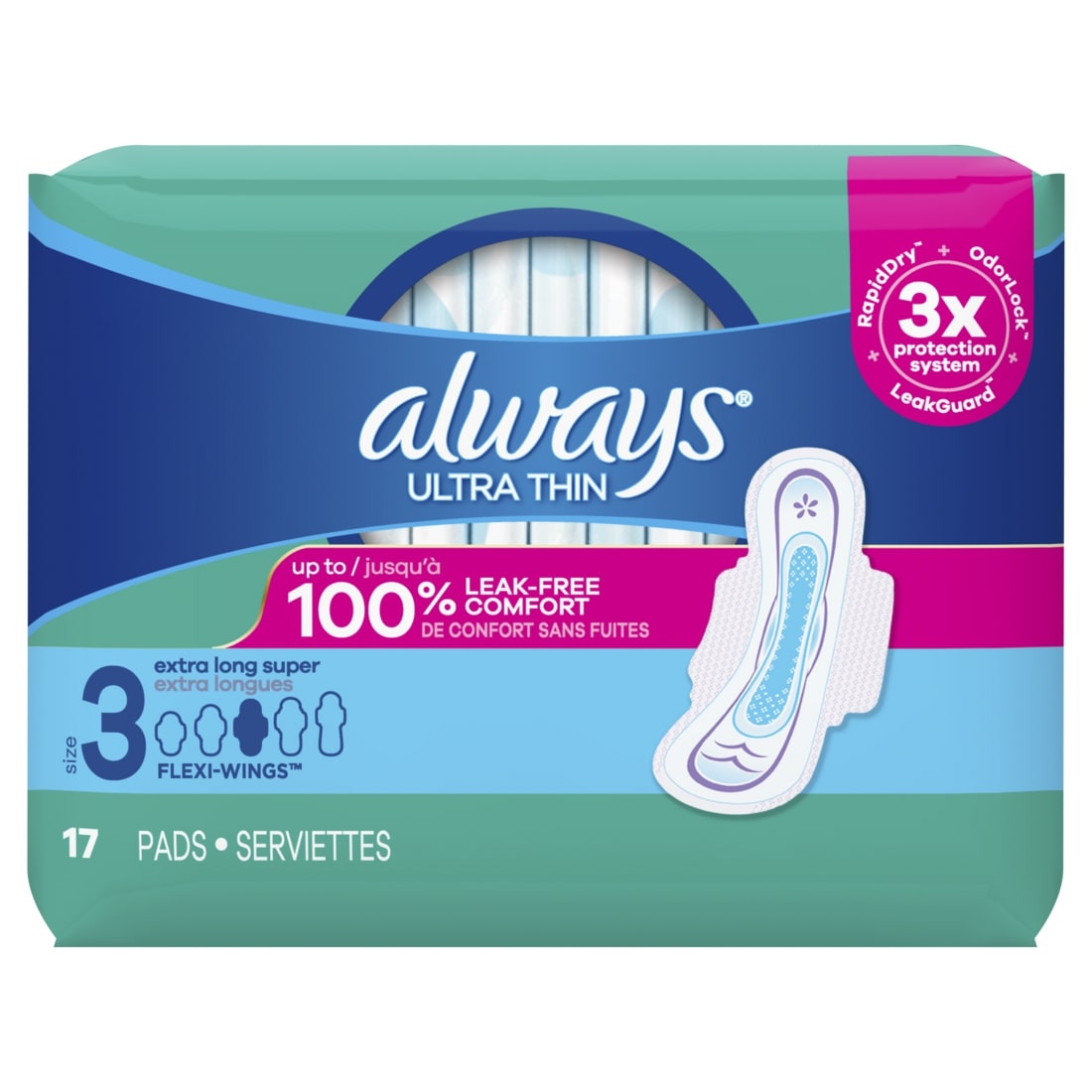 Always Ultra-Thin Size 3 Extra Long Unscented (17's)