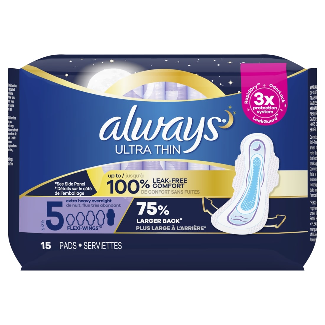 Always Ultra-Thin X-Heavy Size5 Overnight Unscented (15ct)