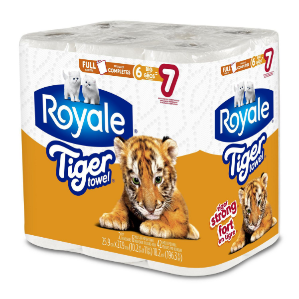 Royale Tiger Paper Towels 6BR=7R 2Ply 42S FS (6Rolls)