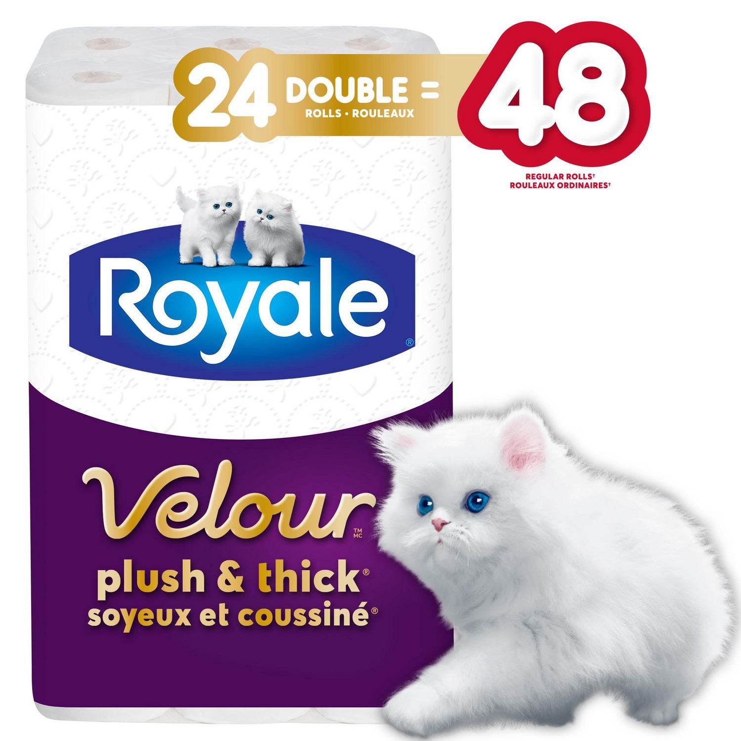 Royale Velour Bathroom Tissue 24DR=48R 2Ply 142S (24Rolls)