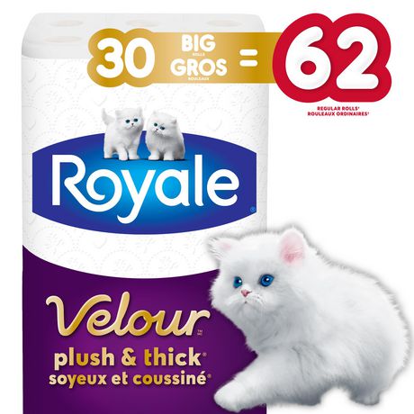 Royale Velour Toilet Paper 30BR=62R 2Ply 147S(30Rolls)